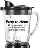 Hamilton Beach 58148 Blender to Puree - Crush Ice and Make Shakes and Smoothies - 40 Oz Glass Jar - 12 Functions - Black and Stainless, 8.66 x 6.5 x 14.69 inches