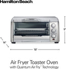 Hamilton Beach Quantum Fast Air Fryer Countertop Toaster Oven with Large Capacity, Fits 6 Slices or 12” Pizza, 5 Functions for Convection, Bake, Broil, Stainless Steel (31350)