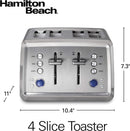 Hamilton Beach 4 Slice Toaster with Extra-Wide Slots, Bagel Setting, Toast Boost, Slide-Out Crumb Tray, Auto-Shutoff & Cancel Button, Digital with Defrost Function, Stainless Steel (24796)