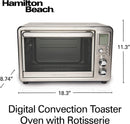 Hamilton Beach 31190C Digital Display Countertop Convection Toaster Oven with Rotisserie, Large 6-Slice, Stainless Steel