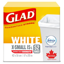 GLAD GARBAGE BAGS 52CT WHITE X-SMALL 15L FEBREZE(B)/R13-12 ()