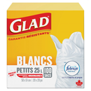GLAD GARBAGE BAGS 100CT WHITE SMALL 25L FEBREZE(B)/8 ()