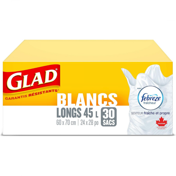 GLAD GARBAGE BAGS 30CT WHITE TALL 45L FEBREZE(B)/R22 ()