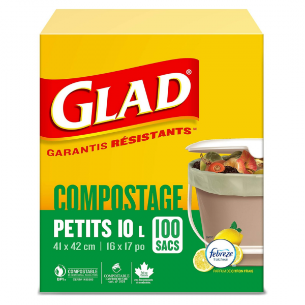 GLAD GARBAGE BAGS 100CT COMPOST SMALL 10L(B)/R9 ()