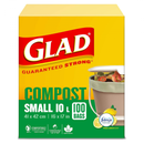 GLAD GARBAGE BAGS 100CT COMPOST SMALL 10L(B)/R9 ()