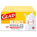GLAD GARBAGE BAGS 48CT WHITE SMALL 25L UNSCENT(B)/12 ()