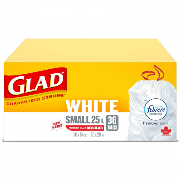 GLAD GARBAGE BAGS 36CT WHITE SMALL 25L FEBREZE(B)/R16 ()