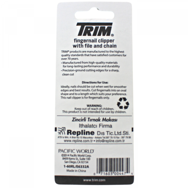 TRIM FINGERNAIL CLIPPER W/ FILE & CHAIN/144 ()