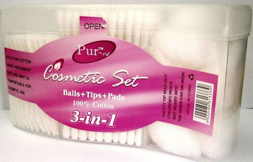 PURE COSMETIC CLEANING SET( BALLS, TIPS, PADS ) 110'S