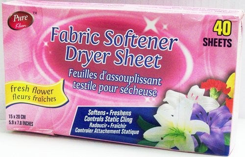 PURE KLEEN FABRIC SOFTENER SHEET-FRESH FLOWER 40PK