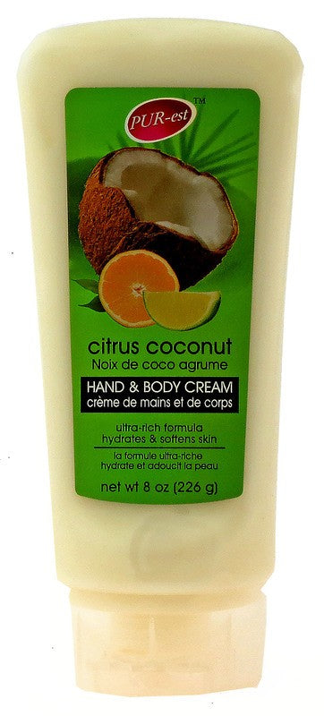 PUR-EST CITRUS COCONUT HAND & BODY CREAM 8OZ 226GR X 12..