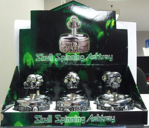 GLOW IN DARK SKULL SPINNING ASHTRAY