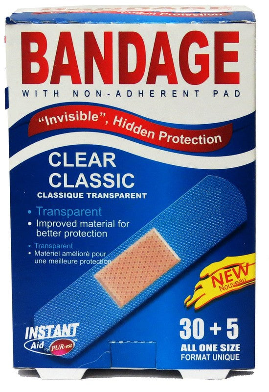 INSTANT AID 30+5 CLEAR BANDAGES ONE SIZE 76X19mm 35pcs ..