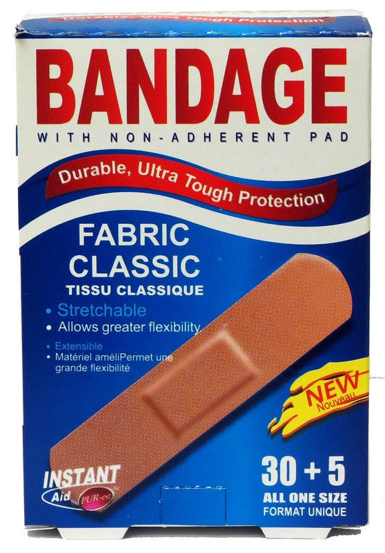 INSTANT AID 30+5 FABRIC BANDAGE ONE SIZE 76X19mm 35pcs..