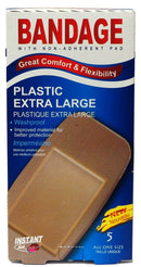 INSTANT AID EXTRA LARGE PLASTIC BANDAGE 5 PK
