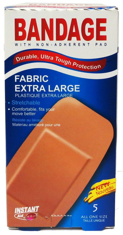 INSTANT AID FABRIC EXTRA LARGE BANDAGE 5 PK