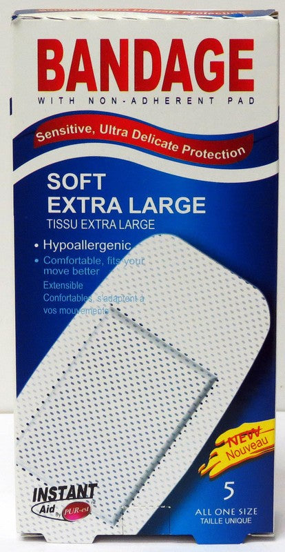 INSTANT AID 5pc SOFT NON WOVEN EXTRA LARGE BANDAGE 50X100mm ..