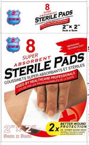 INSTANT AID 8pc STERILE PADS (GAUZE PADS)SUPER ABSORBENT 2in x2in ..