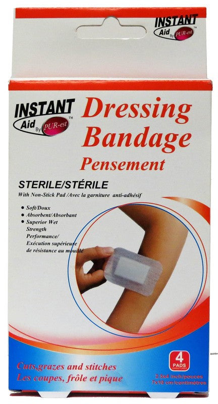 INSTANT AID 4pc DRESSING BANDAGES 7 X10cm ..