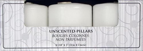 3X4 UNSCENTED PILLAR WHITE 3 PACK (3458595)