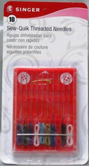 SINGER SEW-QUIK - 10 THREADED NEEDLES WITH 32" THREAD ON EACH NEEDLE, 2 BUTTONS AND 1 SAFETY PIN