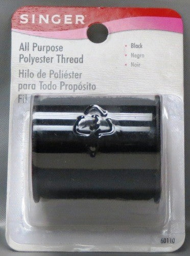 SINGER ALL PURPOSE POLYESTER THREAD SPOOL - BLACK - 150 YDS - 100% POLYESTER