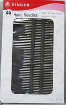 SINGER 45 ASSORTED HAND NEEDLES - BETWEENS, CHENILLE, DARNERS, EMBROIDERY, SHARPS & TAPESTRY