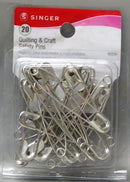 SINGER 20 QUILTING & CRAFT SAFETY PINS - SIZE 3, 2" - CARBON STEEL