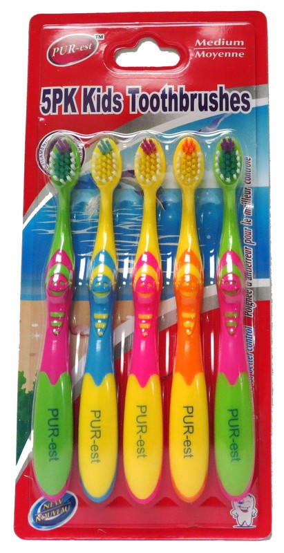 PUR-EST KIDS TOOTHBRUSH W/OUT CAP NORMAL BRISTLE MEDIUM 5PK