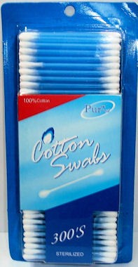 PURE COTTON SWAB PLASTIC STICK 300'S