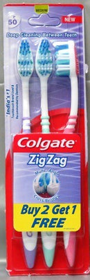 COLGATE TOOTHBRUSH ZIGZAG MEDIUM TONGUE CLEANER SUPERIOR CLEAN 3PK