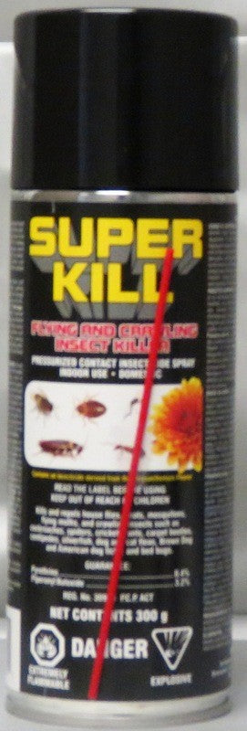 SUPER KILL FLYING & CRAWLING INSECT KILLER EX STRONG BLACK CAN 400GM (PC14065)