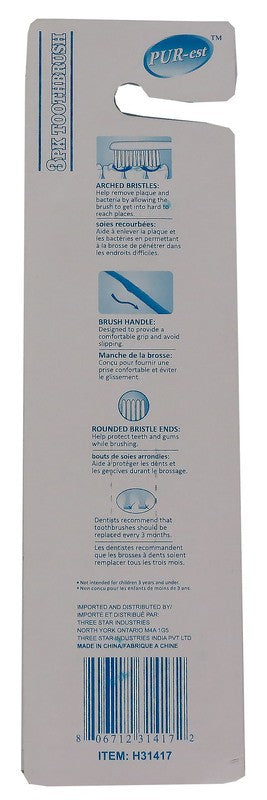 PUREST ADULT SOFT TOOTHBRUSH 3PK