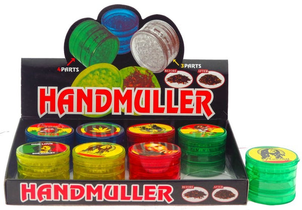 PUREST PUFF PLASTIC BOB MARLEY GRINDER 4 WAY IN DISPLAY