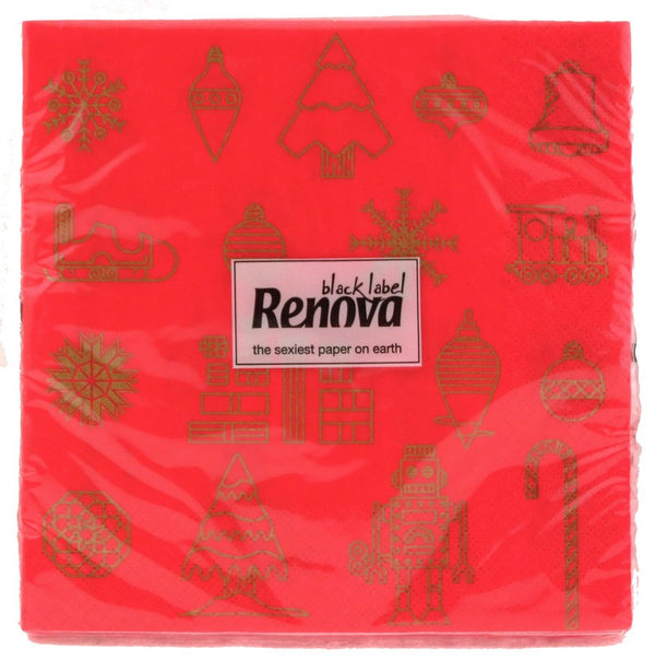 RENOVA LUNCH NAPKINS BLACK LABEL XMAS TOYS