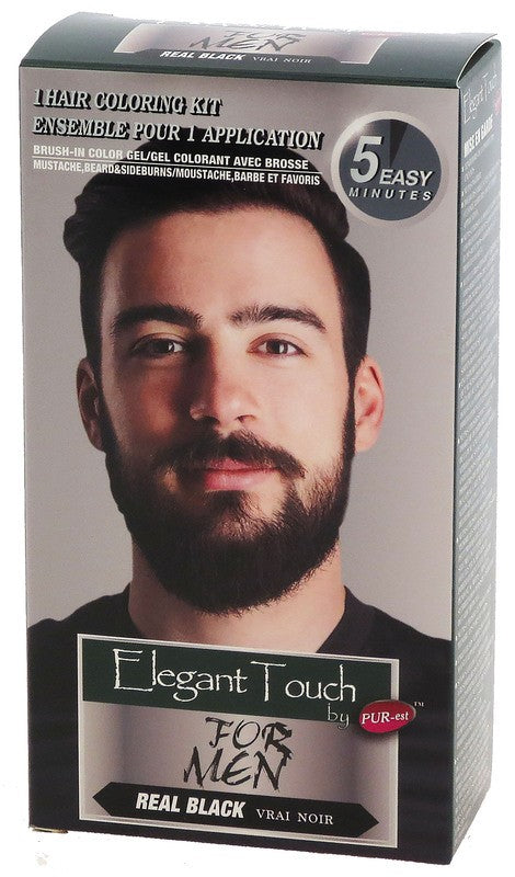 PUREST ELEGANT TOUCH MOUSTACHE & BEARD COLOR KIT FOR MEN REAL BLACK