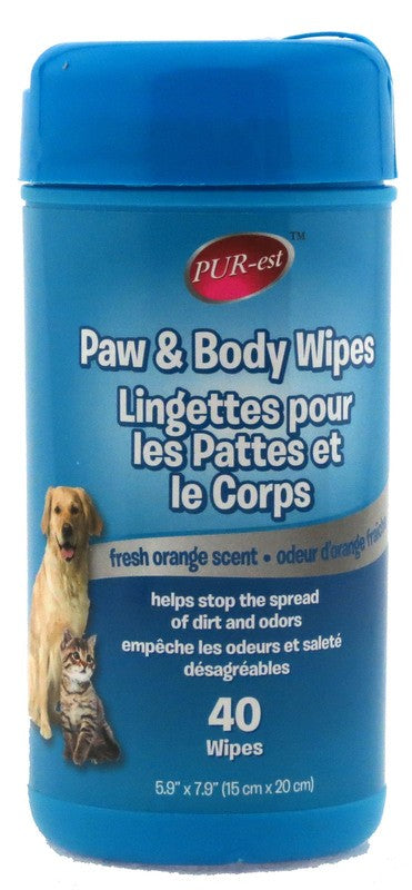 PUREST PET PAW & BODY WIPES FRESH ORANGE 40CT X 12