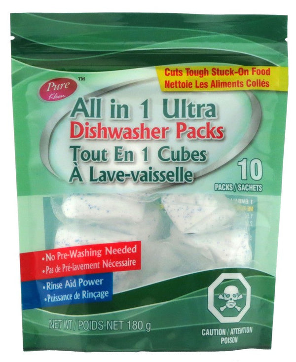 PURE KLEEN ALL IN 1 ULTRA DISHWASHER PACKS 180g 10PK X 12