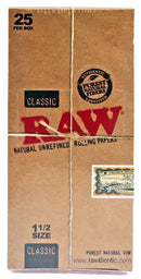 RAW ROLLING PAPERS CLASSIC NATURAL UNREFINED 1 1/2