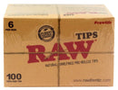 RAW TIPS NATURAL UNREFINED PRE-ROLLING PAPER TIPS DISPLAY 100 PER TIN