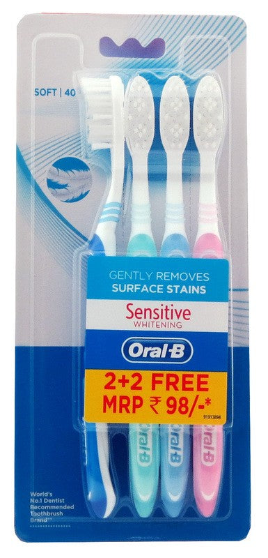 ORAL-B TOOTHBRUSH SENSITIVE WHITENING SOFT 4PK