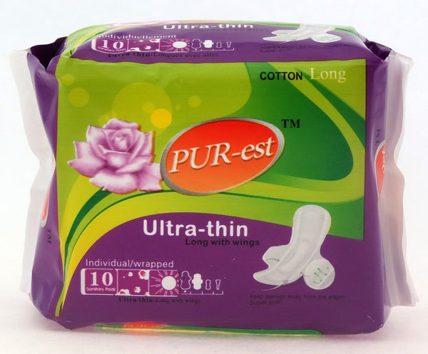 PUREST DAY USE SOFT COTTONY COVER ULTRA THIN LONG SANITARY NAPKINS 40's