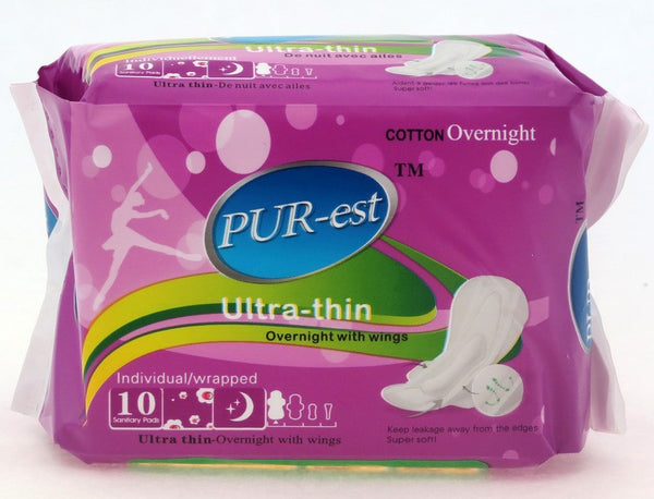 PUREST NIGHT USE SOFT COTTONY COVER ULTRA THIN OVERNIGHT SANITARY NAPKINS 90's