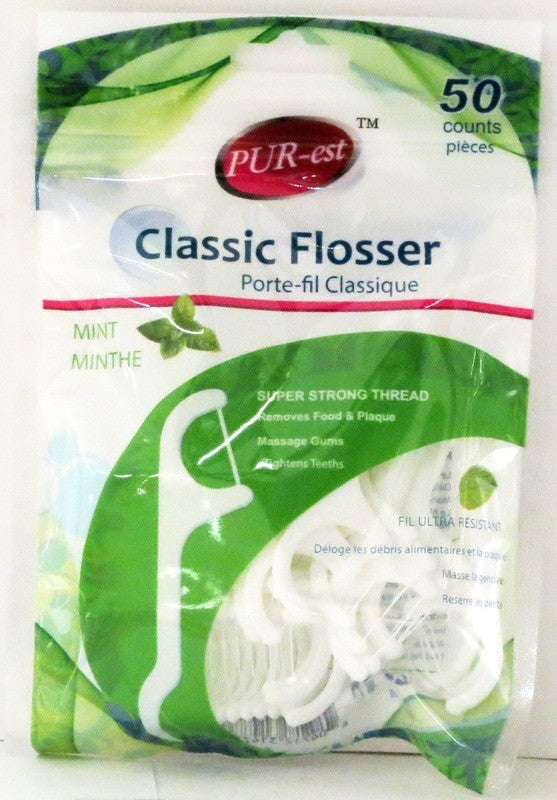 PUREST DENTAL FLOSS CLASSIC FLOSSER MINT 50PCS