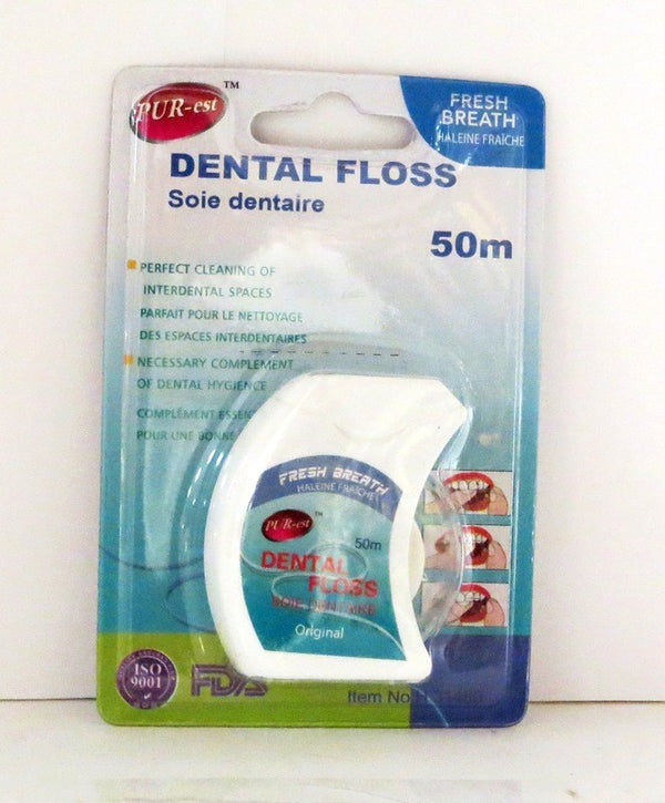 PUREST DENTAL FLOSS WAXED & MINT 50M 1PK