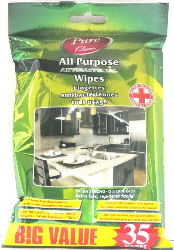 PURE KLEEN ALL PURPOSE ANTIBACTERIAL WIPES 35PK