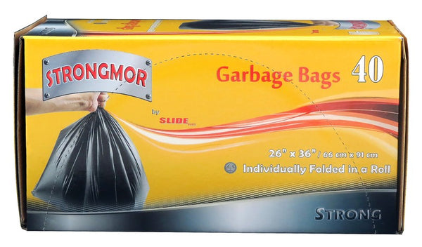 SLIDE PLUS STRONGMOR GARBAGE BAGS 26X36 40 PK 1/2 PALLET