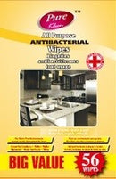 PURE KLEEN ALL PURPOSE ANTIBACTERIAL WIPES 56CT