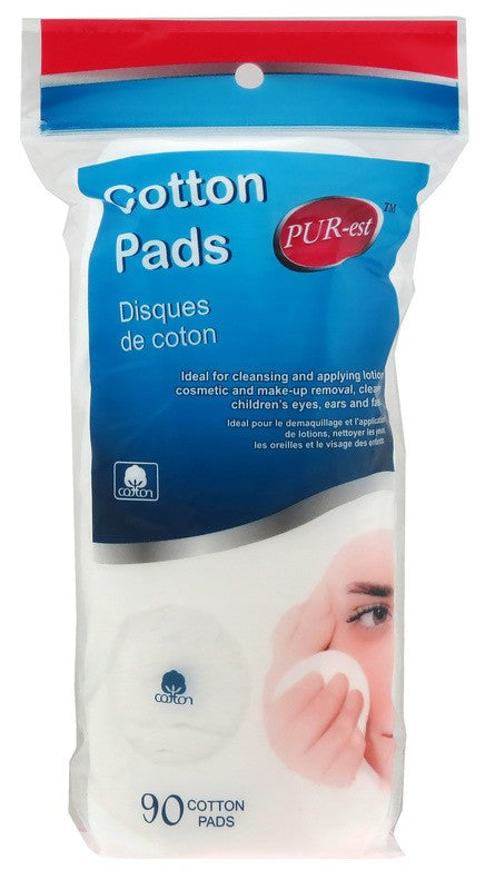 PUREST COTTON PADS ELLIPES ROUND IN POLY BAG 90's