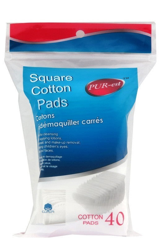 PUREST COTTON PADS SQUARE IN POLY BAG 40s